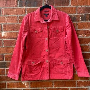 Lands End Women’s 14 Pink Corduroy Utility Outdoor Classic Blazer Jacket